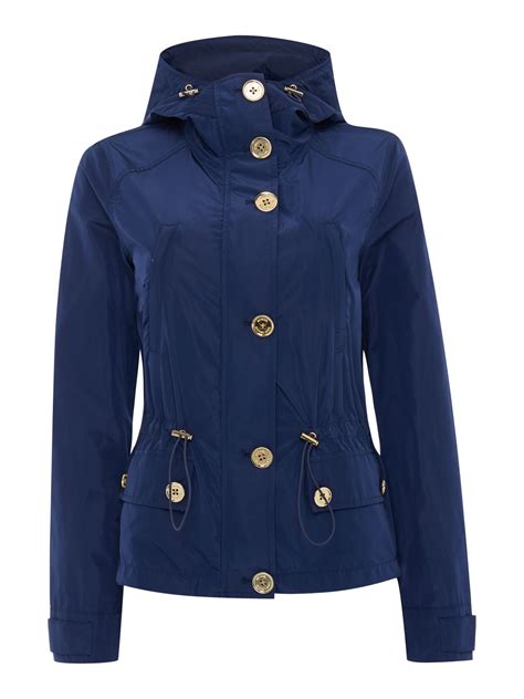 michael kors rain jacket gold buttons|Michael Kors anorak jacket women.